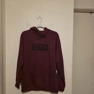 True Religion Burgundy Hoodie Sweater Fleece Lined  Size Medium